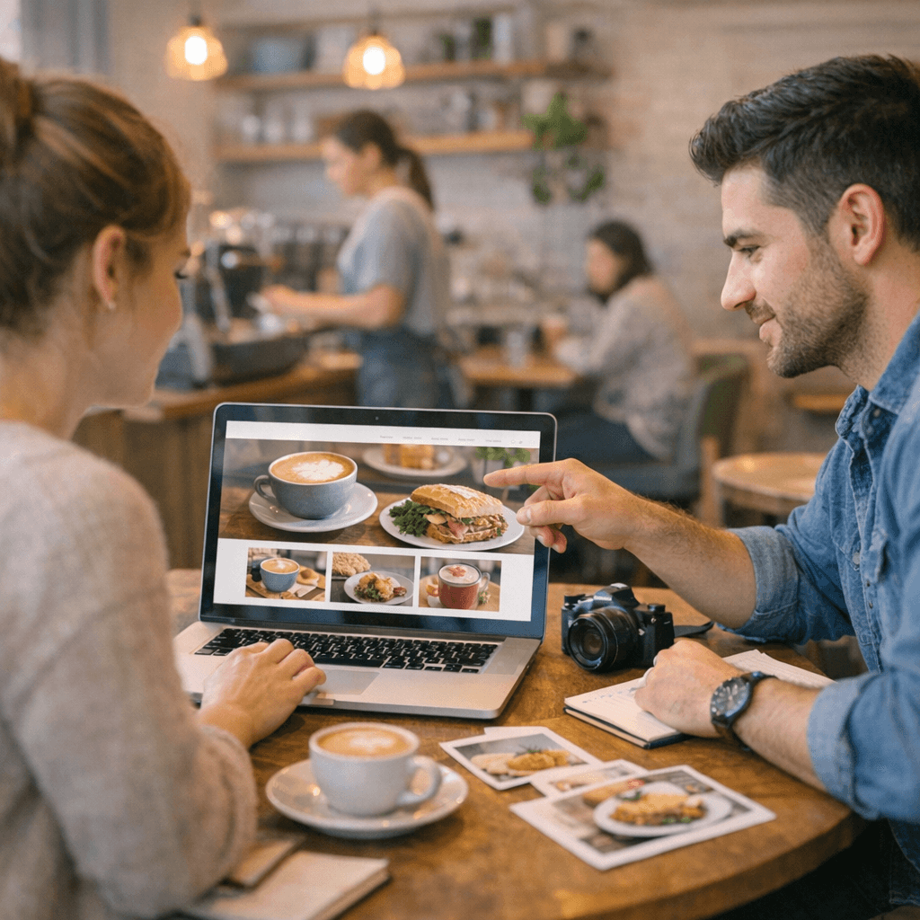 example of custom WordPress theme for a local café showcasing menu items